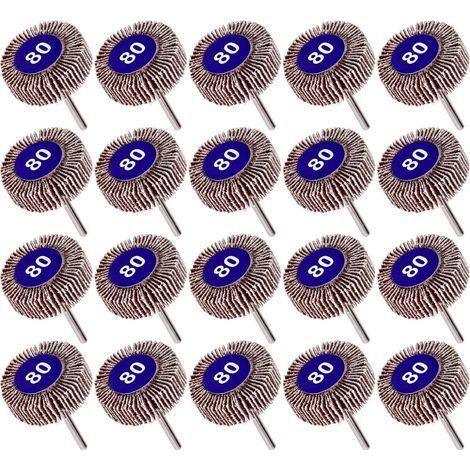 Lot de 20 Roue à Lamelles Grain 80, Papier Abrasif Roue de Polissage Roue à Lamelles Dremel 10mm (1/5)