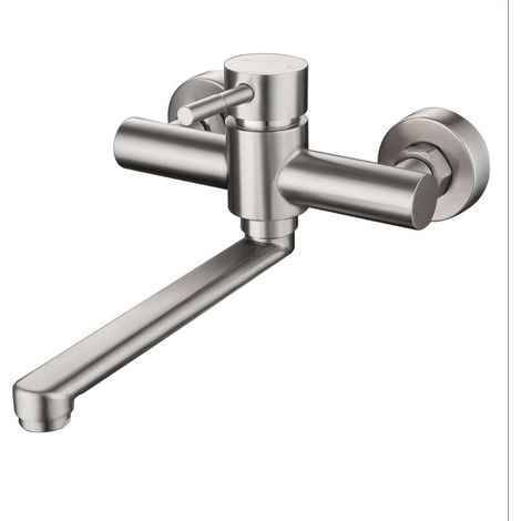 Kitchen Sink Faucet 360° Swivel Stainless Steel Wall Mounted Cold and Hot Mixer Tap (1/4)