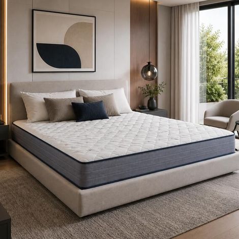 Matelas - JUANIO - Serena - King size 180x200x20 cm - Mousse mémoire haute densité - Réversible, soutien ferme
