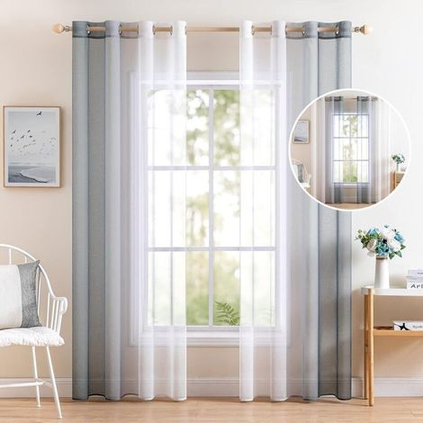 Rideau en Polyester Durable Occultant - Protection Solaire - pour Chambre ou Salon (Blanc) (1/5)