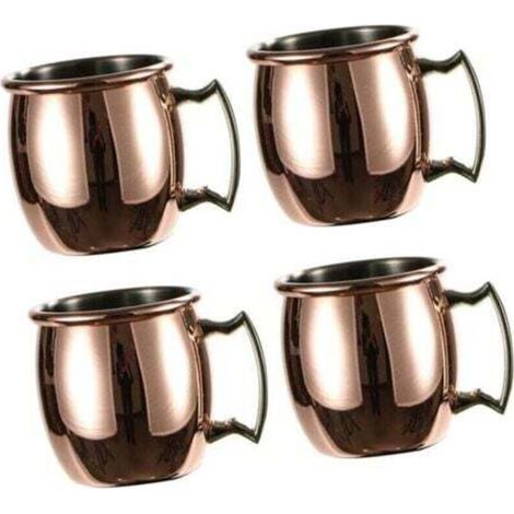 4x Moskauer-Mule-Tassen aus Kupfer, (4er-Set) Tassen aus massivem Kupfer, handgefertigt - 60 ml (1/4)