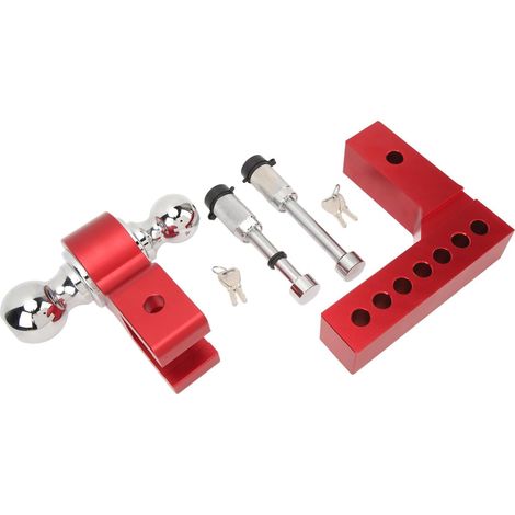 Kit d'Attelage de Remorque, Attelage de Remorque Réglable, Support de Boule d' de, capacité de 12 500 LBS, en Acier Inoxydable, pour Camion Lourd de 2 Pouces, Récepteur de Crochet de (Rouge) (1/4)