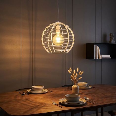 LED Pendelleuchte Hängeleuchte Esszimmerlampe kürzbar Weiß Metall Ø 28 cm (1/5)