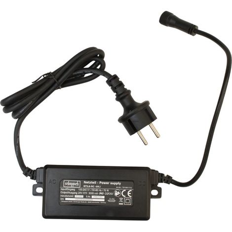 Scheppach – Alimentation NT3.0-RC-20Li pour station robot tondeuse – Entrée 100-240V, Sortie 20V 3000mA, IP67 étanche – 7913001713