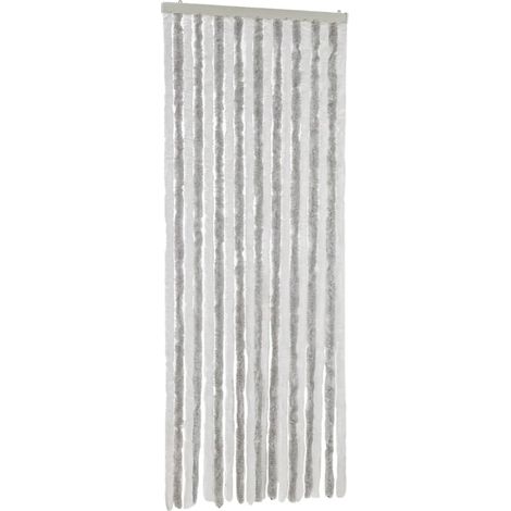 Fly Curtain Light Grey and White 56x185 cm Chenille vidaXL