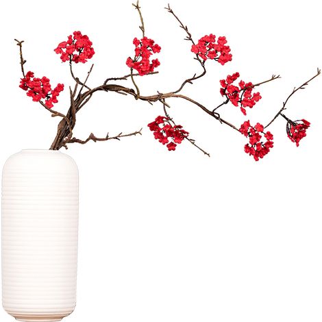 Branche de Rotin de Fleur de Cerisier de Simulation Zen, Ornement de Fausse Fleur Arrangement Floral Simple Réaliste Petite Branche Séchée Florale Salon de thé (C) (1/5)
