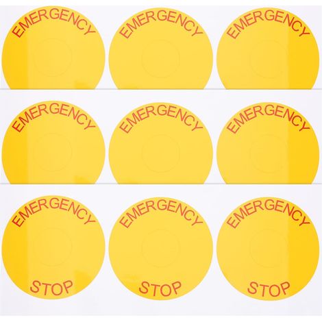 Autocollants D'arrêt D'urgence en Pvc Orange Lot de 10 Pièces Résistance à L'usure et Forte Adhérence pour Machines Industrielles pour Piscines et Stations (1/5)