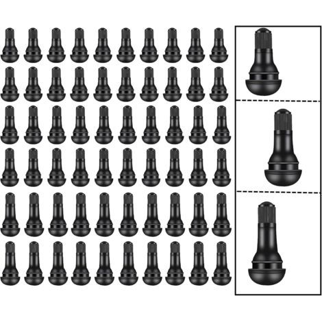 ALLIANDIS60 pièces Valve de Pneu, Voiture Pneu Tubeless Valve Bouchon, Valves Tubeless pour Pneus de Voiture, TR412/TR413/TR414 Valves en Caoutchouc de Voiture à Encliqueter, Noir (1/5)