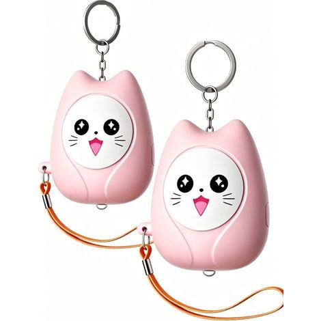 Allarme，Allarme di sicurezza personale per donne，Allarme anti-lupo da 130 dB con luce LED，Portachiavi portatile，Rosa，2 pezzi (1/5)
