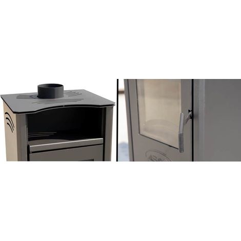 EEK A Kaminofen ABC Quadro Black Holzofen 9,5 kW mit Mehrfachbelegung Kamin Ofen Holzofen Holz Werkstattofen Heizofen (1/5)