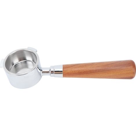 Bodenloser 51-mm-Filterhalter aus Aluminiumlegierung mit 3 Befestigungspunkten und dunkelbraunem Holzgriff für Kaffeemaschinen (1/5)