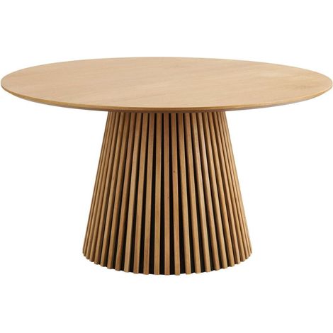 Table repas ronde Ø140cm Pied Central Relief MDF Placage Chêne clair - DUBLIN (1/5)