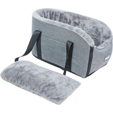 Nichoir pour animaux de compagnie en voiture, housse pour console centrale de voiture pour chats et chiens, sac de transport(gris).