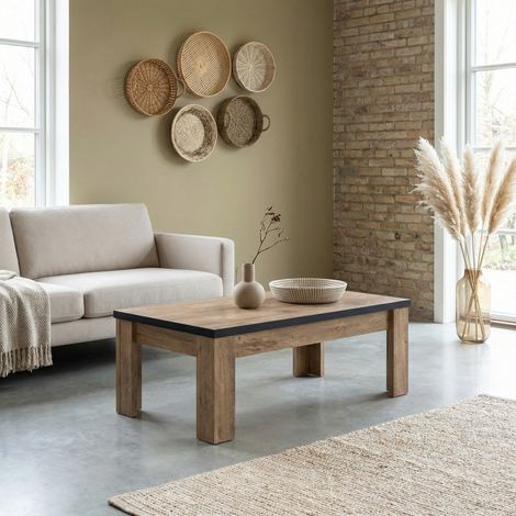 Table basse style industriel chêne/noir Esterelle