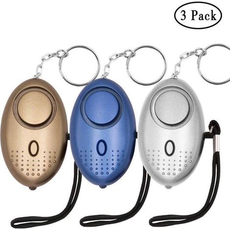 Set mit 3 persönlichen Sicherheitsalarmen, 145 dB laute Schlüsselanhänger mit LED-Licht (1/5)