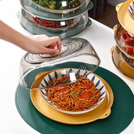 Couvercle Alimentaire - Bac de Service en Plastique Transparent avec Couvercle Clair - Pour Légumes Frais Gâteaux Restes Alimentaires - Lot de 1 (1/5)