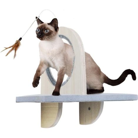 AFP - Skywalk Groom & Play Platform - Wall-mounted platform with toys and rubber grooming brushes