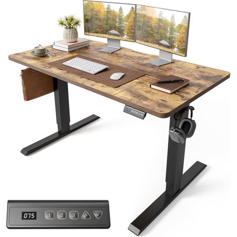 Electric Standing Desk Height Adjustable For Gaming and Computer, 120 x 60cm Sit Stand Electric Home Office Desk with Memory Smart Panel