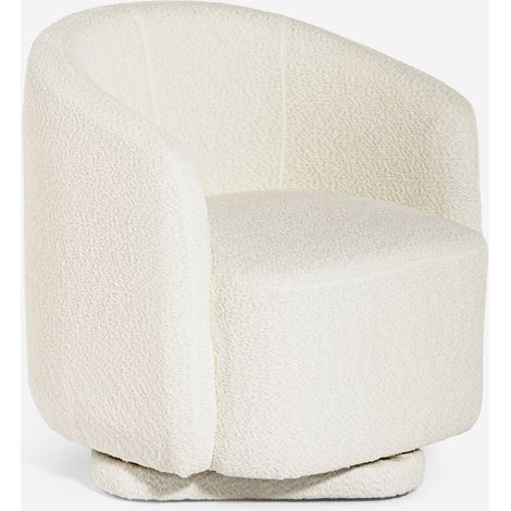 Poltrona in tessuto bouclé per soggiorno salotto moderna girevole Orav - Beige