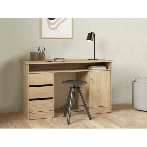 Dmora - Escritorio Carine, Escritorio multiusos, Mesa de oficina para PC, El plan de trabajo, 126x55 h76 cm, Roble