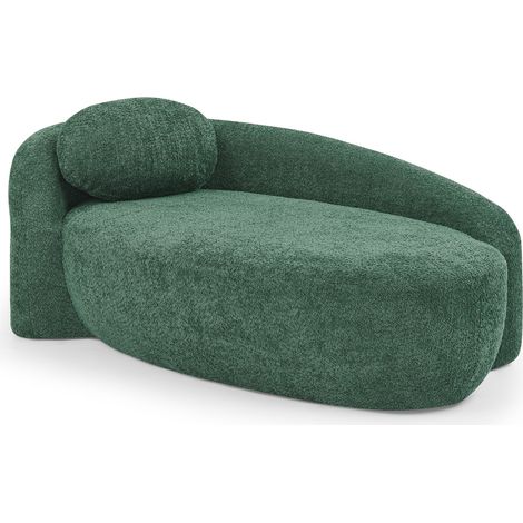 Sofá Teddy de tejido verde, diseño redondeado, con cojín, relleno de espuma (1/5)