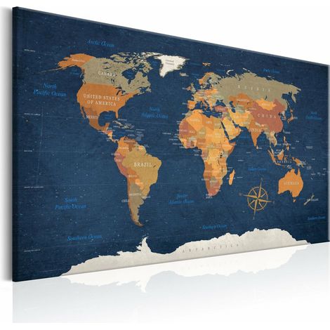 Tableau océans d'encre de carte du monde - 120 x 80 cm (1/4)