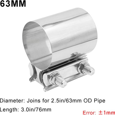 pezzi Ø 63 mm anello di scarico in acciaio inox connettore tubo in acciaio inox, connettore tubo anello di scarico Ø 63 mm a Ø 67 mm (1/4)