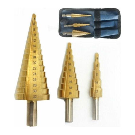 Embouts à tête fraisée en métal, 3 PCS 4 12/20/32mm Embouts à tête fraisée en métal Triangulaire Conique Hex Fraisée Bits Acier Inoxydable Métal Titane Revêtu pour Acier/Bois/Laiton/Plastique/PVC