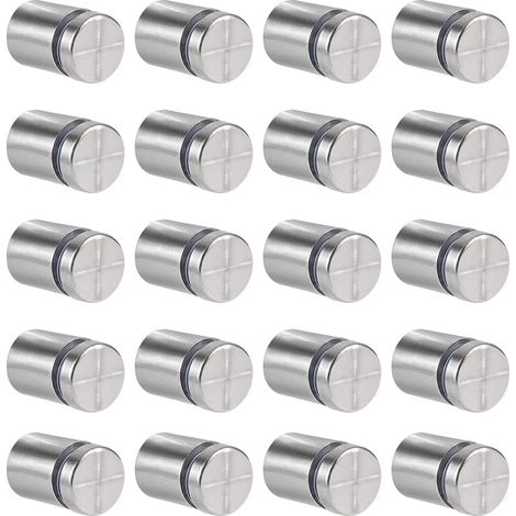 20 Pcs Entretoise de Verre,19 x 25mm Vis d'écartement,Support Mural en Acier Inoxydable pour Clous Publicitaires,pour Plaques et Présentoirs de Signe (Argent)