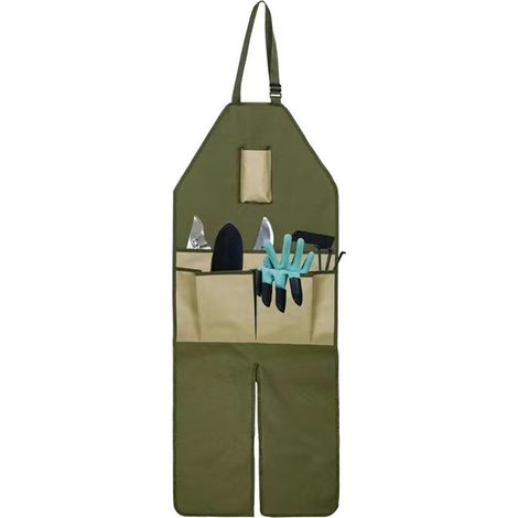 Tablier de Jardin Multi-Poches - Tissu Oxford Allongé, Leggings, Couleur Assortie, pour Élagage et Rangement Outils