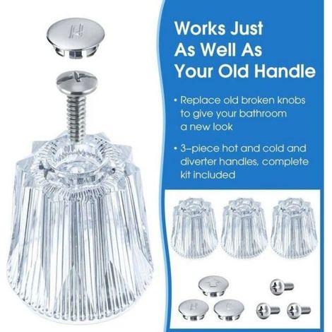 Poignées De Robinet De Douche - Acrylique Transparent - Pour Robinets Baignoire Et Douche - 3 Pièces (1/3)