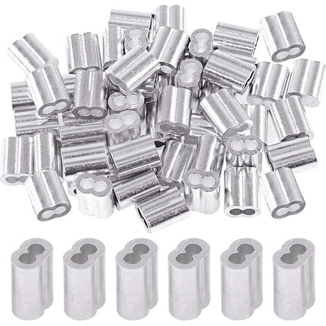 Lot de 150 manchons à sertir en aluminium de 3 mm pour câble métallique et extrémité de câble (0,3 cm - 150 pièces) (1/5)