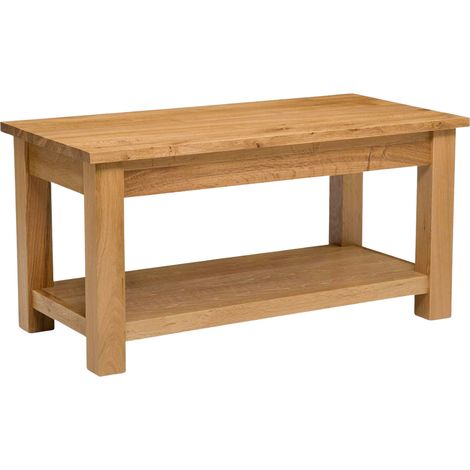 Hallowood Furniture Waverly Oak Large Coffee Table with Lower Storage Shelf, Solid Wooden Centre Table, Light Oak Furniture Piece Ideal for Living Rooms and Lounge Spaces (1/5)