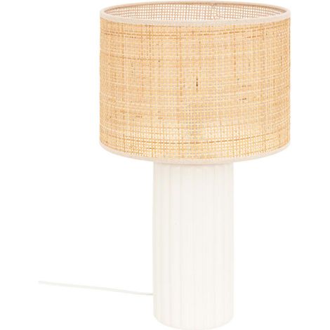 Lampe à Poser en Rotin "Tylia" 47cm Blanc & Naturel (1/4)