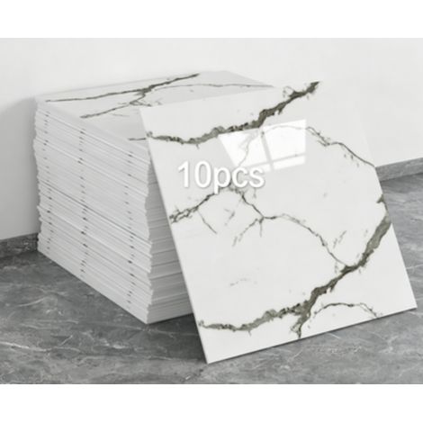 Un juego de 10 paneles de papel pintado autoadhesivos con estampado de mármol (no son azulejos reales, dimensiones: 30 x 30 cm). (1/5)