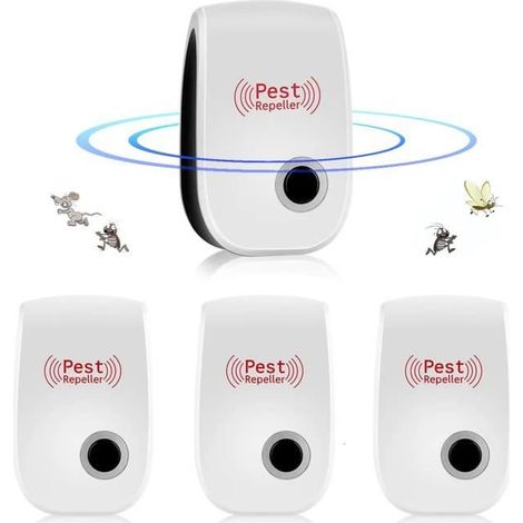 Ultraschallgerät für Mäuse, Ultraschall-Innenvertreiber gegen Nagetiere und Insekten (Kakerlaken), Set von 4