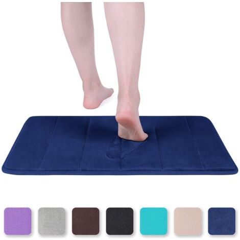 royaluxe-Tapis de bain en mousse à mémoire de forme Tapis de bain absorbant antidérapant Tapis de bain lavable - 40 x 60 cm, bleu marine (1/5)