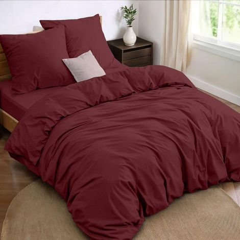 Parure de Lit 140x190 4 Pièces Housse de Couette 240x220 cm + Drap Housse 140x190 cm avec 2 taies d'oreillers 65x65 cm 240x220 Parure 100 Fils/cm² en Microfibre - Oeko-Tex (1/5)