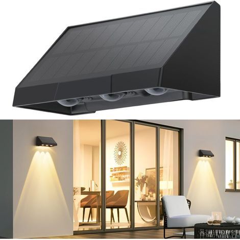 AMXCNOY Solar-LED-Wandleuchte für den Außenbereich, 3000K Warmweiß, 2 Modi, wasserdicht, für Zaun, Terrasse, Balkon, Garten und Treppe (1/5)