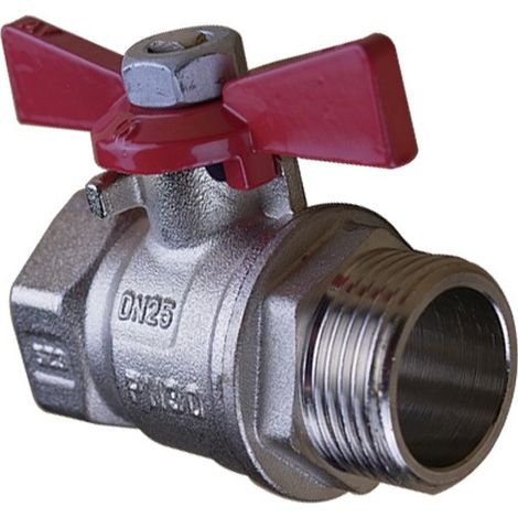 Vanne à sphère PN30 SENA Ni Free Inox ACS Manette Papillon rouge Mâle/Femelle 1" (26/34) - Arco (1/4)