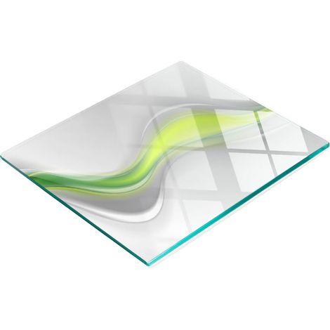 Tablero decorativo multifuncional de vidrio templado con estampado abstracto de ondas, 60x52 cm.