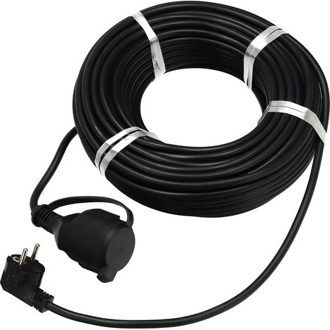 Rallonge de jardin noire 25m 3x1,5mm² IP44 – Prise Schuko Type F – 2000W – Caoutchouc pour chantiers humides – Horoz Electric (1/3)