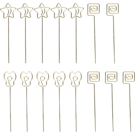 Lot de 15 supports de numéro de table dorés, forme mignonne, procédé électrolytique, présentoir photo pratique pour bureau, anniversaire, fête (1/5)