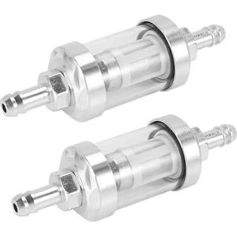 filtres à carburant universels chromés pour moteur (essence, pétrole brut), 5/16 pouce (8 mm), argentés, pour motos (1/5)