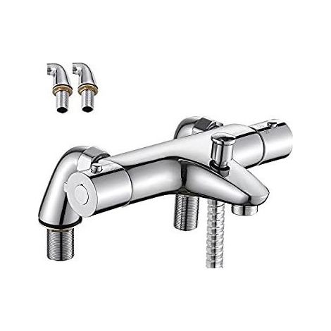 Mitigeur thermostatique de baignoire Laiton massif Température sécurisée 38°C Finition chromée résistante aux rayures (1/5)