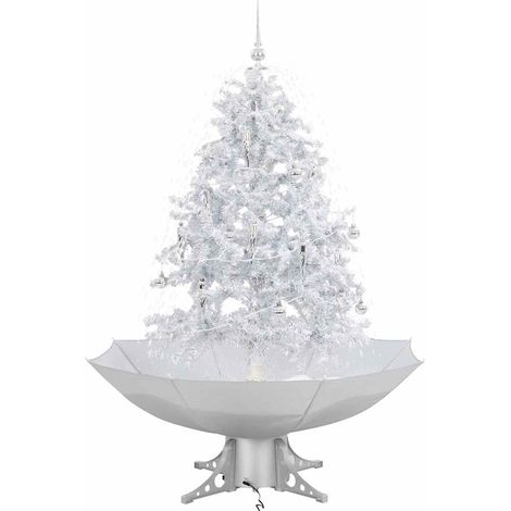 vidaXL Árbol de Navidad con nieve con base en paraguas blanco 140 cm (1/2)