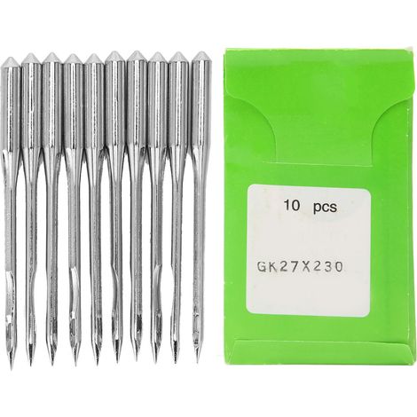 10 aiguilles à coudre universelles standard en acier robuste, lot assorti pour machines GK27 série GK27x230. (1/5)
