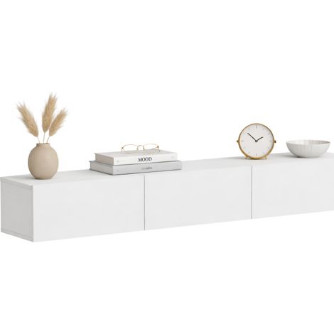 TV-Schrank Lariano, 3 Türen, 3 Fächer, Klappöffnung, 180x31x26h cm, Weiß