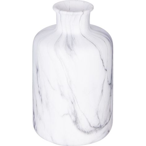 Atmosphera – Vase déco effet marbre 17,5cm – Dolomite blanc moderne – Pour décoration intérieure – Poids 0,45kg