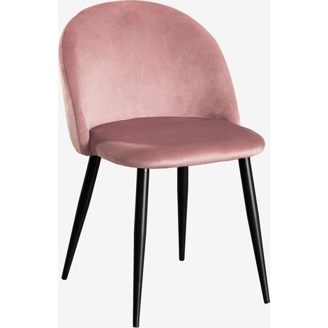 SKLUM Pack aus 4 gepolsterten Esszimmerstühlen aus Samt Kana Rosé Schwarz (1/5)